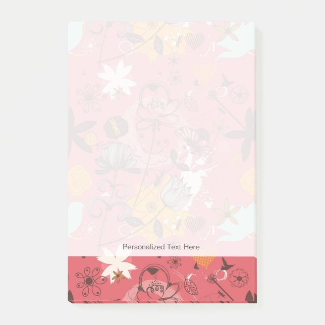 Bloco De Notas Padrão floral retrógrado 2 (Frente)