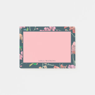 Bloco De Notas Padrão Floral Rosa e Pêssego Encantador