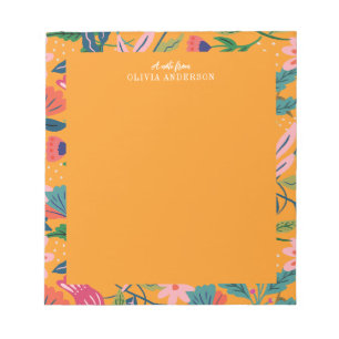 Bloco De Notas Padrão Floral Tropical Moderno