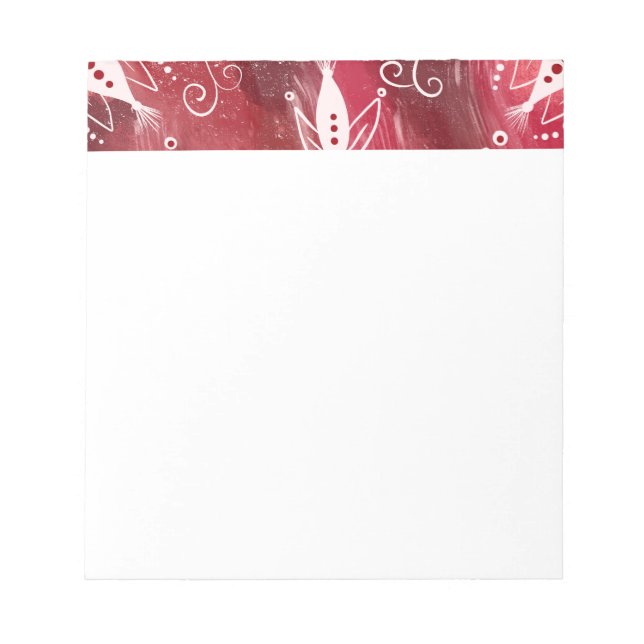 Bloco De Notas Padrão Floral Vermelho (Frente)