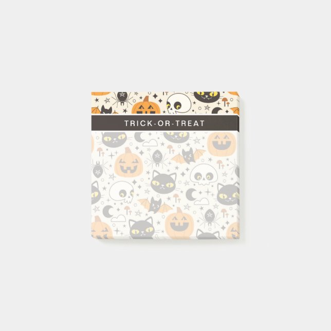 Bloco De Notas Padrão Fofo de Halloween Retrô (Frente)