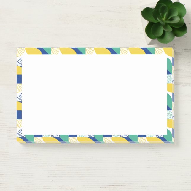 Bloco De Notas Padrão Geométrico Abstrato Verde Azul (Escritótio)