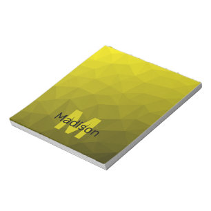 Bloco De Notas Padrão geométrico amarelo-ombre Monograma