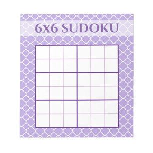Bloco De Notas Padrão Geométrico Roxo 6x6 Sudoku Grid Modelo