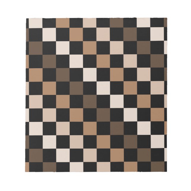 Bloco De Notas Padrão Gingham Preto-Castanho Verificado (Frente)