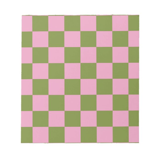 Bloco De Notas Padrão Gingham Verdejado Rosa (Frente)