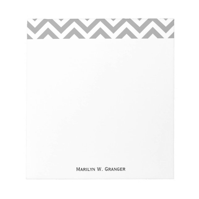 Bloco De Notas Padrão Grande Chevron ZigZag de Cinza Escura Branc (Frente)
