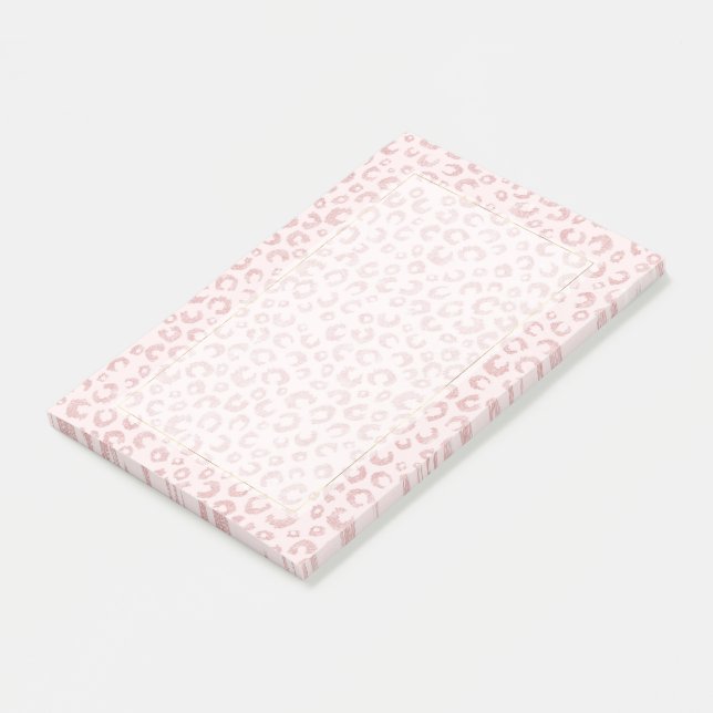 Bloco De Notas Padrão-Leopardo Dourado de Rosa de Elegante (Inclinado)