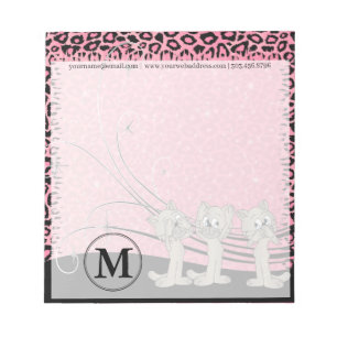 Bloco De Notas Padrão-Leopardo Rosa com Gatos Engraçados