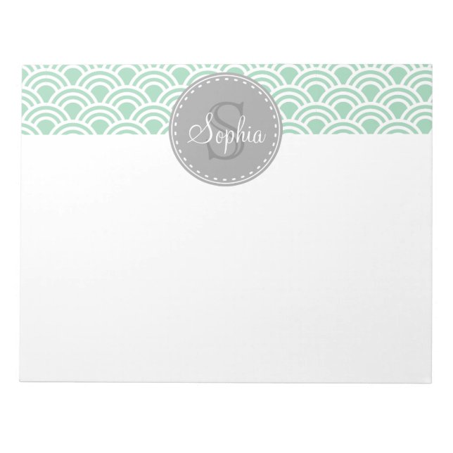 Bloco De Notas Padrão Moderno da Cinza Monogramada (Frente)