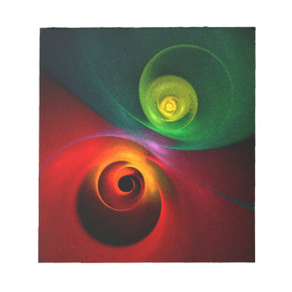 Bloco De Notas Padrão Moderno de Abstrato de Arte Yin Yang Verde