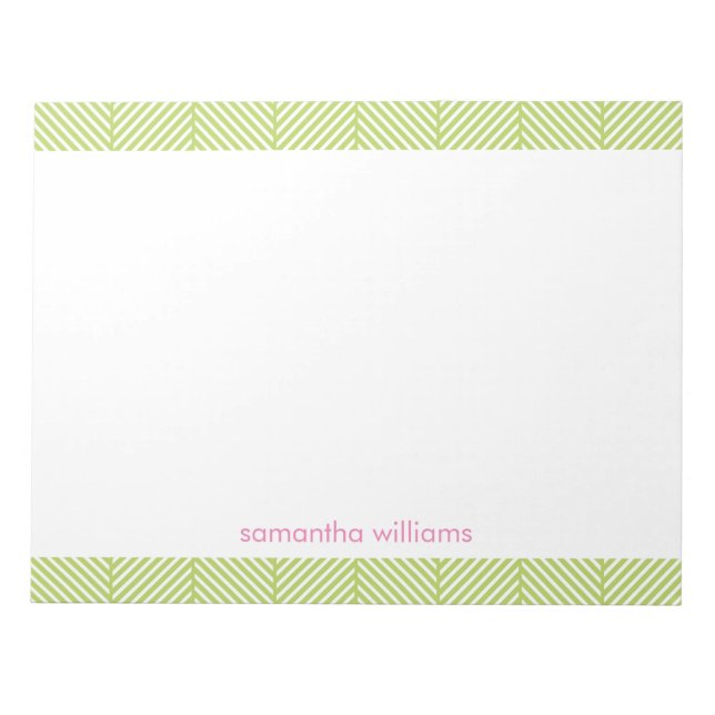 Bloco De Notas Padrão na moda Verde Herringbone (Frente)