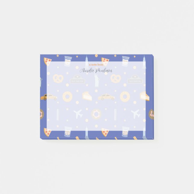 Bloco De Notas Padrão NYC Moderno Nome Azul Real (Frente)