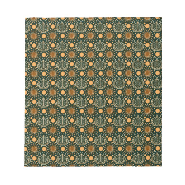 Bloco De Notas Padrão Ornamental Boho Dourado Elegante (Frente)