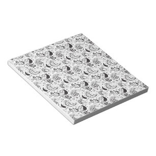 Bloco De Notas Padrão Paisley Preto e Branco – Arte Textil Elegan