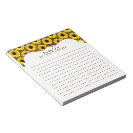 Bloco De Notas Padrão Personalizado De Madeira De Girassol Amarel
