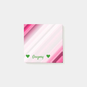 Bloco De Notas Padrão Personalizado de Nome + Listras Rosa/Magen