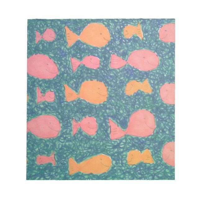 Bloco De Notas Padrão Pintado de Peixes Tropicais (Frente)