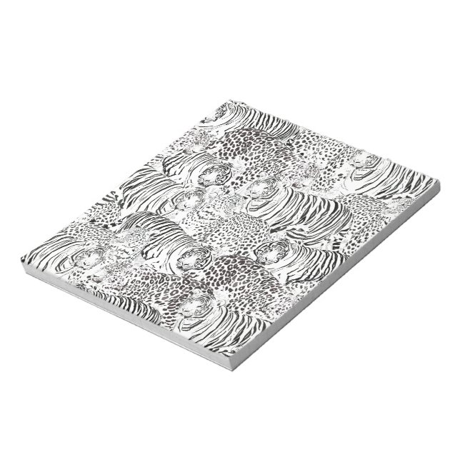 Bloco De Notas Padrão Preto De Animais De Tigre-Leopardo (Invertido)