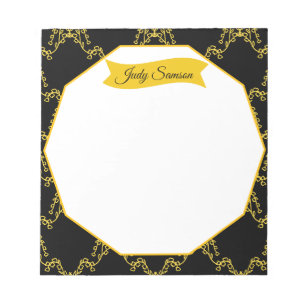 Bloco De Notas Padrão Preto e Dourado Moderno e Elegante Simples
