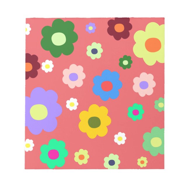 Bloco De Notas Padrão Retro de Flores de Primavera Y2K (Frente)