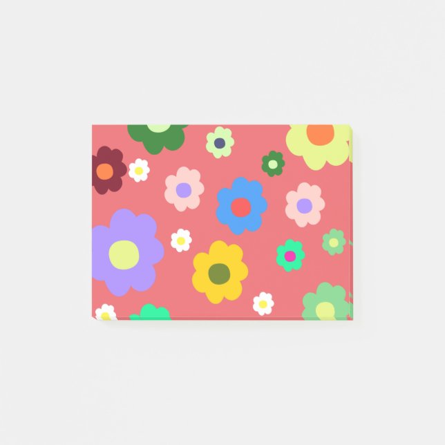 Bloco De Notas Padrão Retroativo Y2K das Flores de Mola (Frente)