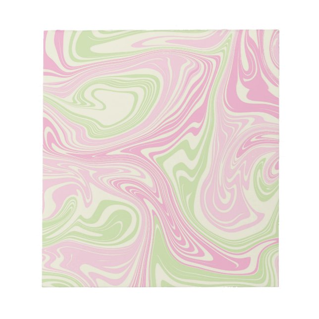 Bloco De Notas Padrão Rosa Verde Suave Líquido (Frente)