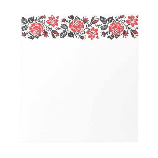 Bloco De Notas Padrão Russo Rosa vermelho&preto (Frente)