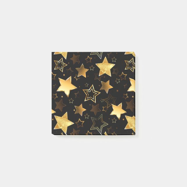Bloco De Notas Padrão sem costura com estrelas de Ouro (Frente)
