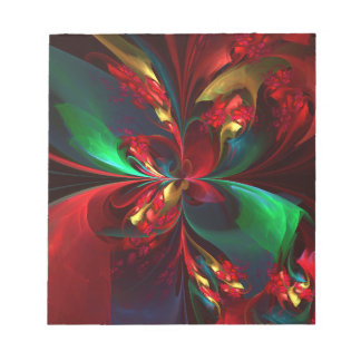Bloco De Notas Padrão Verde Vermelho Abstrato Floral Moderno #11
