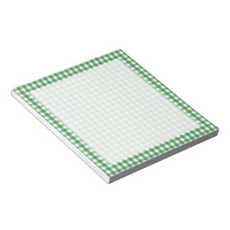 Bloco De Notas Padrão Verificado de Gingham Branco Verde