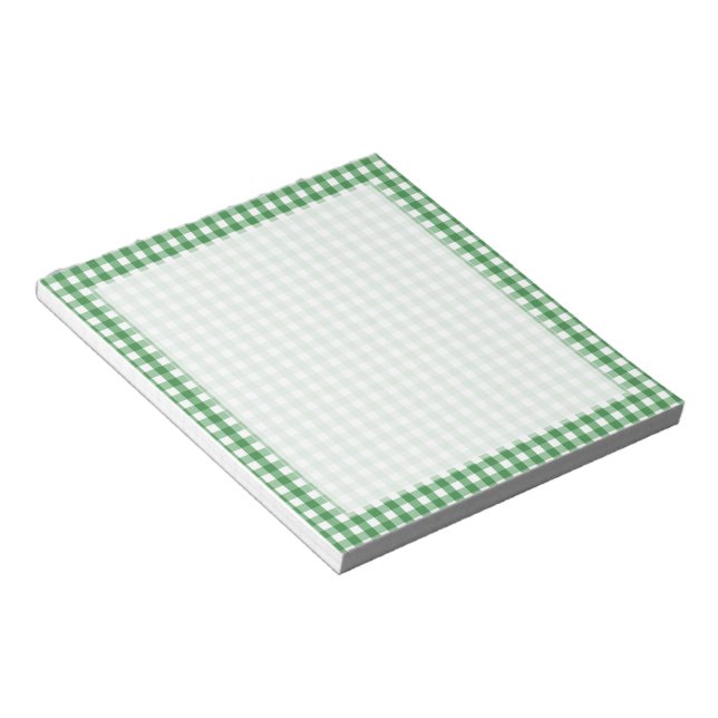 Bloco De Notas Padrão Verificado de Gingham Branco Verde (Inclinado)