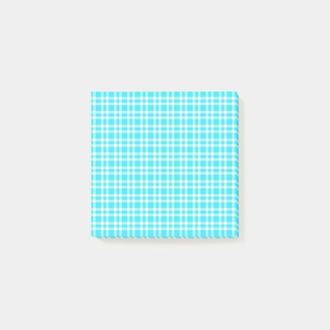 Bloco De Notas Padrão Xadrez Azul Branco (Frente)