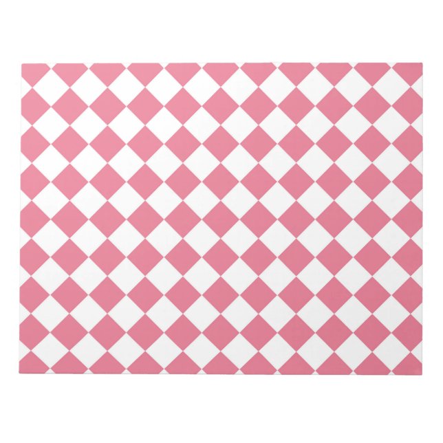 Bloco De Notas Padrão Xadrez Diamante Rosa Branco (Frente)