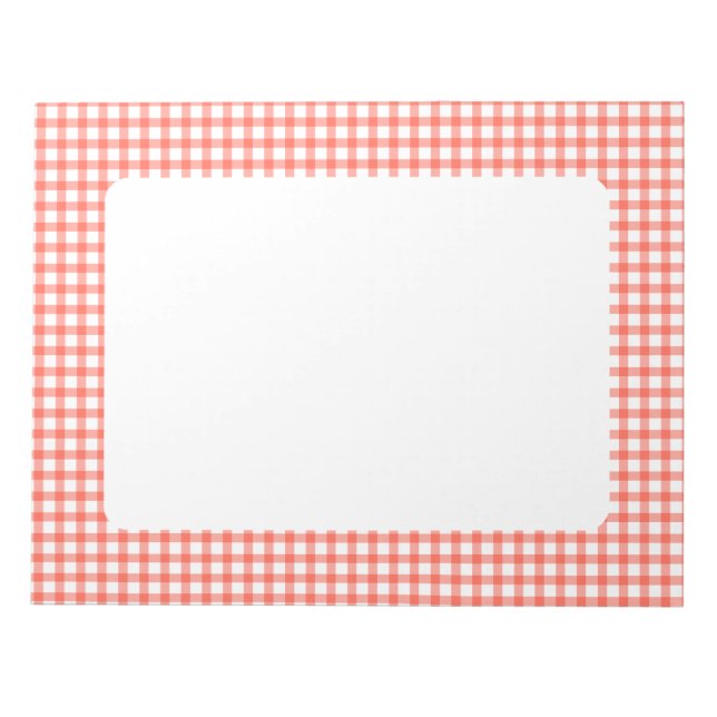 Bloco De Notas Padrão xadrez gingham vermelho fofo retrô (Frente)