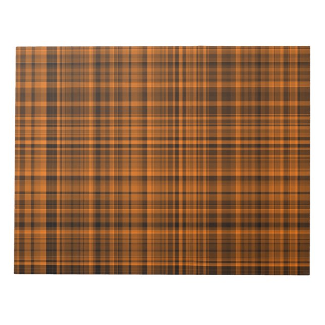Bloco De Notas Padrão Xadrez Plaid Laranja Marrom  (Frente)