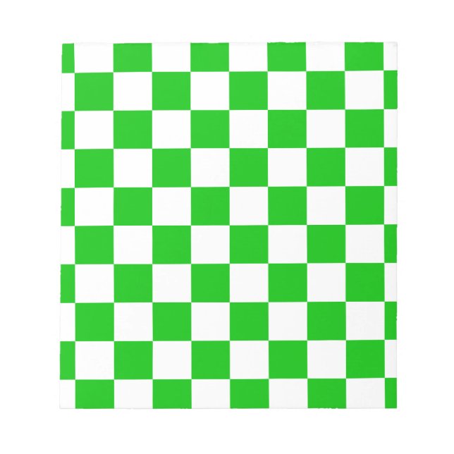 Bloco De Notas Padrão Xadrez Verde e Branco (Frente)