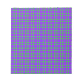 Bloco De Notas Padrão Xadrez Verde Roxo