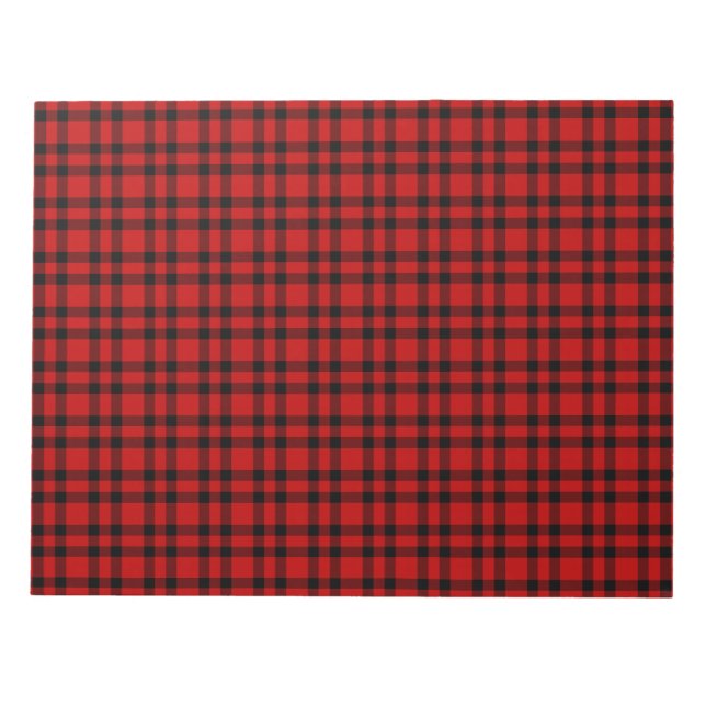 Bloco De Notas Padrão Xadrez Vermelho Preto (Frente)