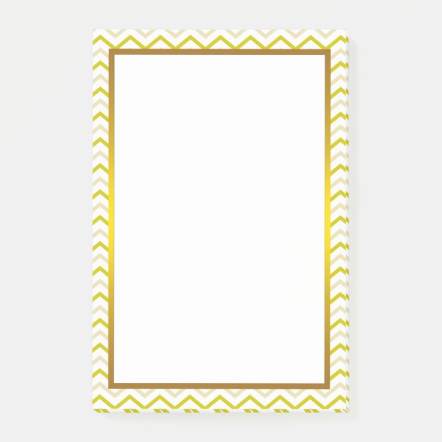 Bloco De Notas Padrão Zigzag do Limão Amarelo da Folha de Ouro (Frente)