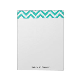 Bloco De Notas Padrão ZigZag Grande Chevron Teal e Branco