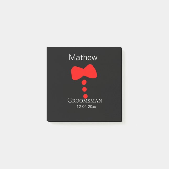 Bloco De Notas padrinho de casamento adiciona nome ano arco preto (Frente)