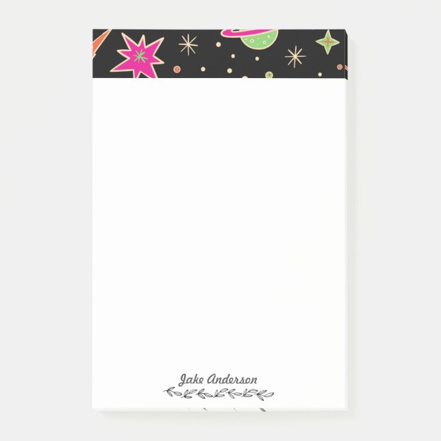 Bloco De Notas Padrões De Volta Para O Foguete Espacial Escolar  (Frente)