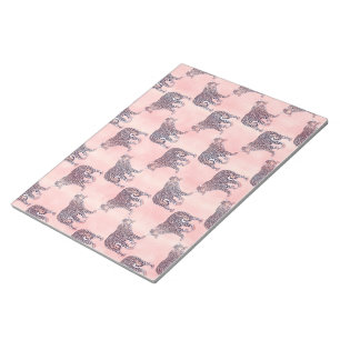 Bloco De Notas Padrões modernos para animais-leopardo cor-de-rosa