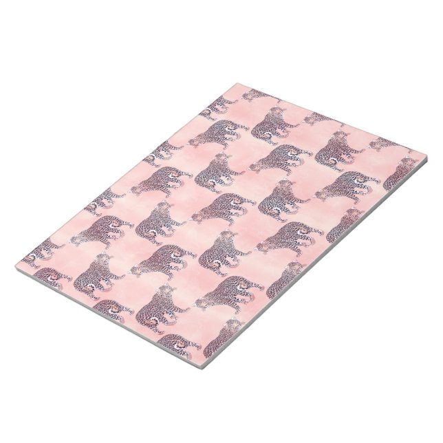 Bloco De Notas Padrões modernos para animais-leopardo cor-de-rosa (Inclinado)