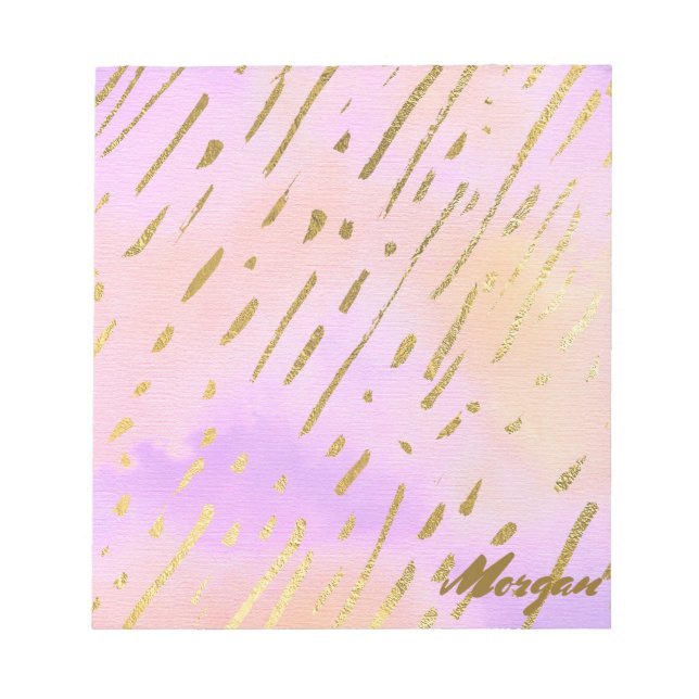 Bloco De Notas Padrões Rosa e Dourado Girly (Frente)