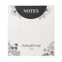 Página de Notas de Leitura Floral Monocromática
