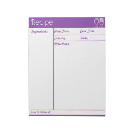 Bloco De Notas Página Receita Roxa Simples Sem Linha