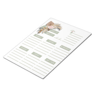 Bloco De Notas Páginas de Planejador Semanal de Boho Floral Cor-d