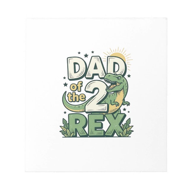 Bloco De Notas Pai do 2 Rex Camisa de Pai de Dinossauro Design_1 (Frente)